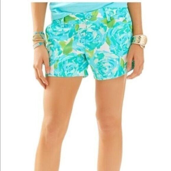 Lilly Pulitzer First Impression Callahan Short Turquoise Green Floral 2